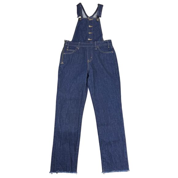 LEVI'S  Orange Tab Overalls Jumpsuit Sz 25 Blue Raw Fringe Hem - Picture 7 of 15